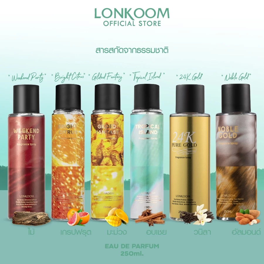 LONKOOM บอดี้สเปรย์ 250ml น้ำหอม Unisex Secret Fragrance (EDC) Fresh Floral บอดี้มิสท์ ราคาถูก ออกเดท ปาร์ตี้ Body Mist