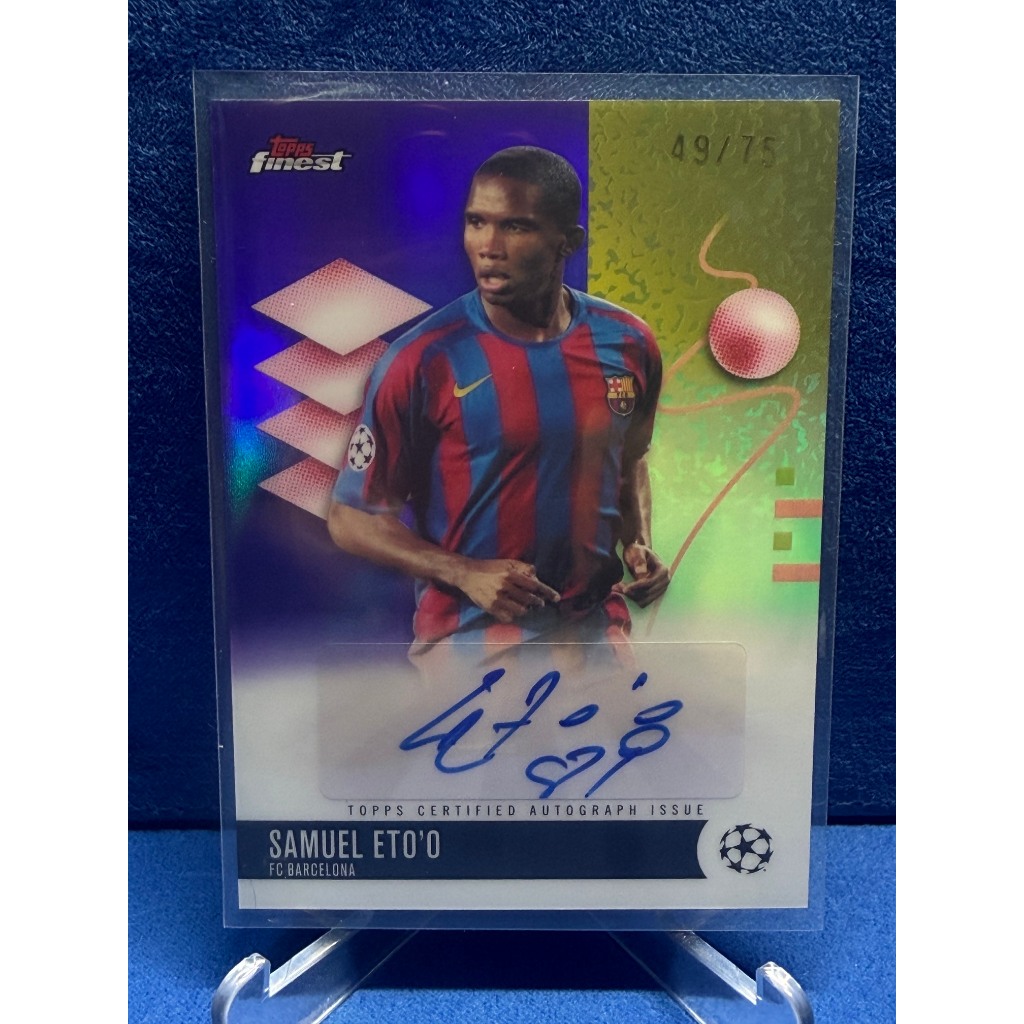 Topps 2025/26 Finest UCC Barcelona Samuel Eto Purple Auto 49/75 Card #BA-SE