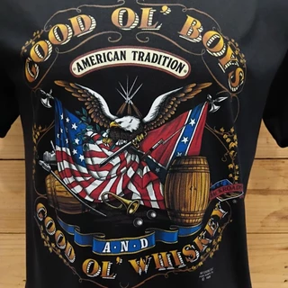 เสื้อ3d ผ้าบาง ลายWhiskey ผ้าฝ้าย สไตล์วินเทจ 90s คอชิด ไหล่ล้ำ ไม่มีตะเข็บข้าง ตะเข็บเดี่ยว วินเทจ ยุค90 อาเล่ ผ้า50