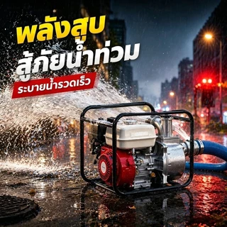 REAIM เครื่องสูบน้ำเบนซิน 2 /3 นิ้ว 6.5/8.5 แรงม้า เครื่องสูบน้ํา 4 จังหวะ การสูบน้ำ ท่อระบายน้ำ