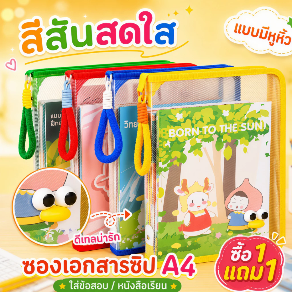 กระเป๋าเอกสาร A4อุปกรณ์สํานักงาน แฟ้มเอกสาร กันน้ำ กันฝุ่น ปกใสพาสเทล Document Folder กันน้ำ ใส่สมุดและปากกาได้