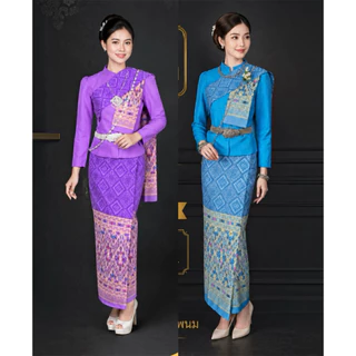 ชุดนางรำอีสานประยุกต์ เสื้อ + ผ้าถุงพิมพ์ลายตีจก + สไบลูกค้าจะได้ทั้งหมดสามชิ้นงานสวยมากๆค่ะ