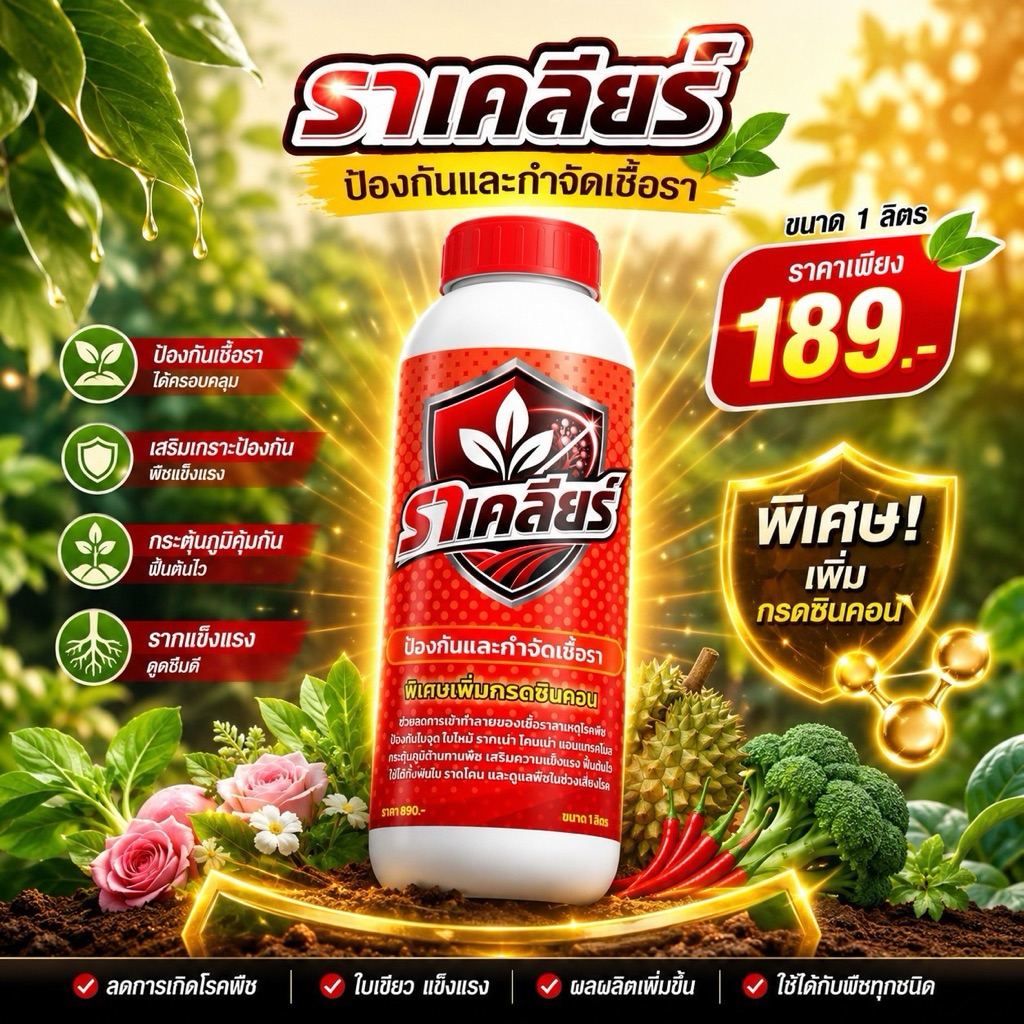 ราเคลียร์ ป้องกันและกำจัดเชื้อรา รากเน่า โคนเน่า ดรายแบลค เชื้อรา ขนาด1ลิตร