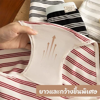 กางเกงในผ้าฝ้ายผู้หญิง ลายทางเรโทร เกรด10A ยับยั้งแบคทีเรีย ขอบเอวสีตัดขอบ ใส่สบายไม่รัด ไม่รัดขาหนีบ