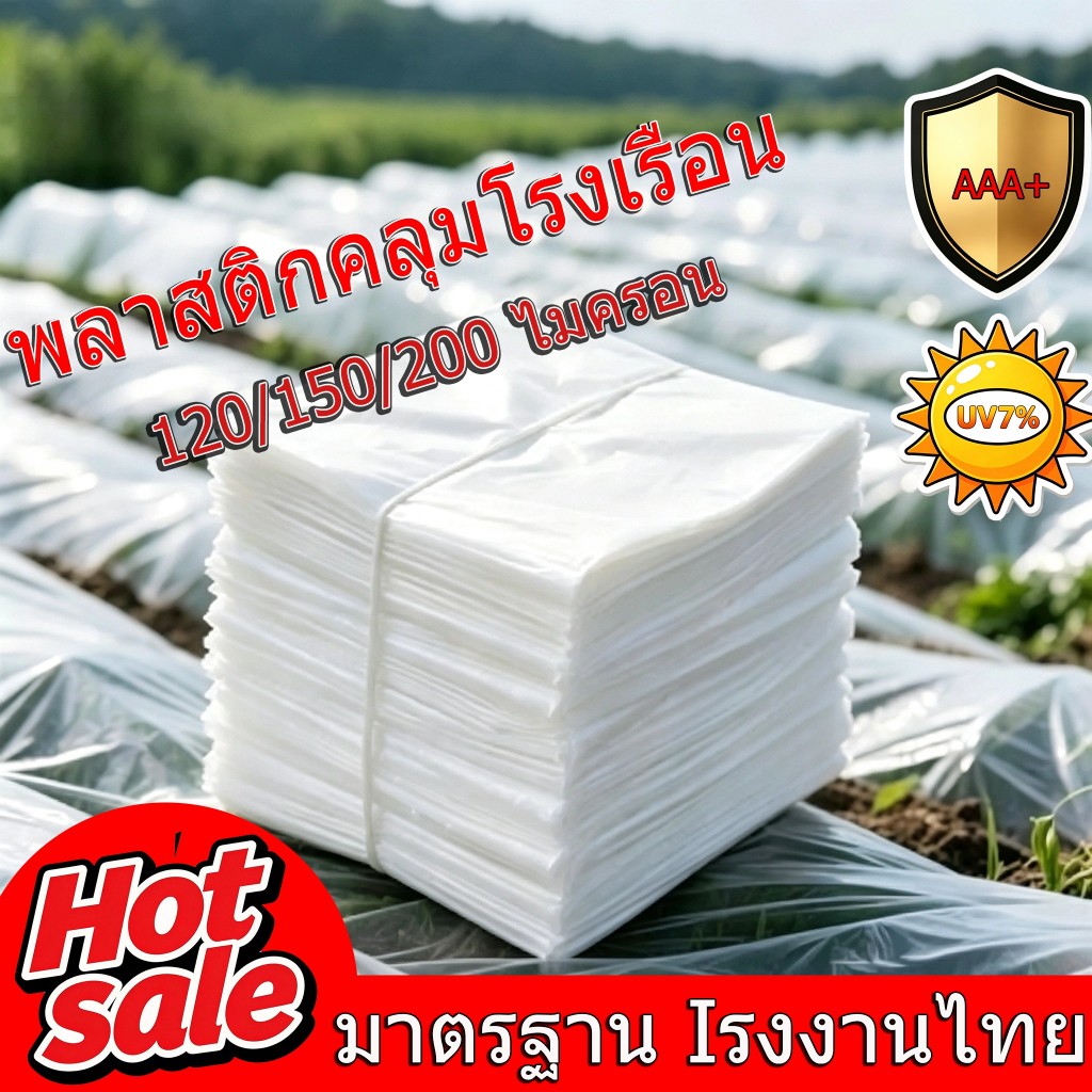 พลาสติกโรเรือน พลาสติกคลุมโรง หนา 120/150/200 ไมครอน พลาสติกคลุมโรงเรือน เหมาะสำหรับงานกันซึมหลังคาเรือนกระจก