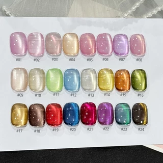 Nawoelite สีทาเล็บ สีทาเล็บเจล ยาทาเล็บ เจลทาเล็บตาแมว 24 สี เนื้อใสสวย ดูมีมนต์ขลัง ผงแม่เหล็กละเอียดแน่น