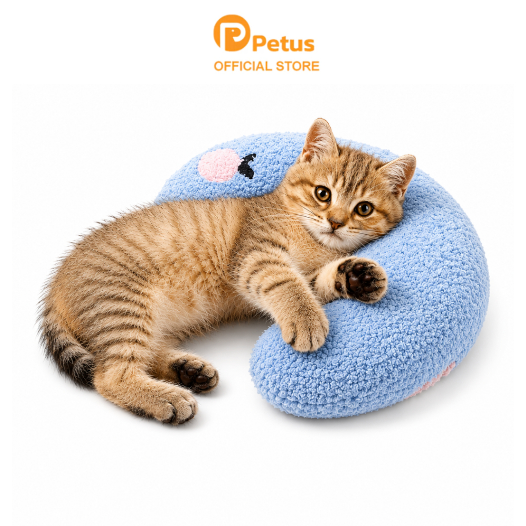 Petus หมอนรองคอสัตว์เลี้ยง หมอนสุนัขแมว รองรับต้นคอ นุ่มสบาย ลดแรงกดทับ ขนาด 17x20 ซม.