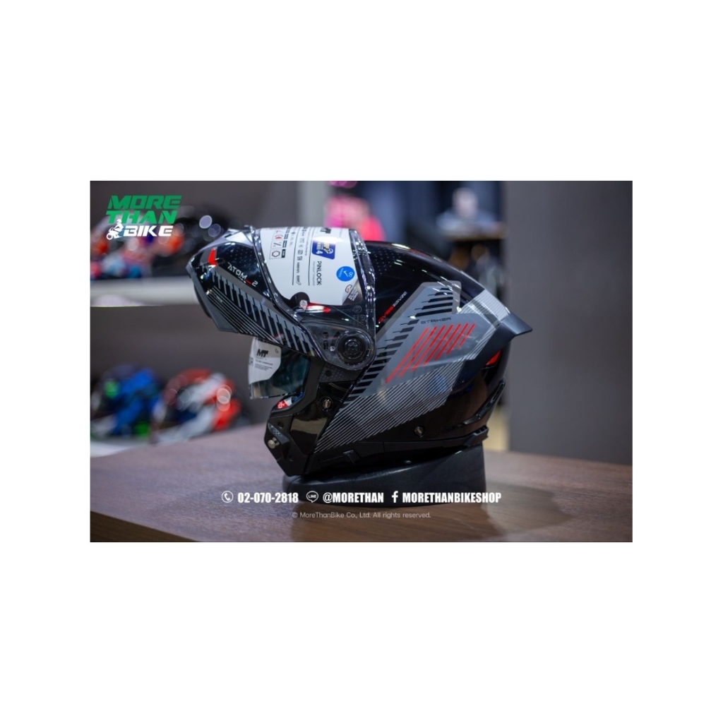 หมวกกันน็อค MT รุ่น Atom 2 SV ลาย Striker Gloss Grey