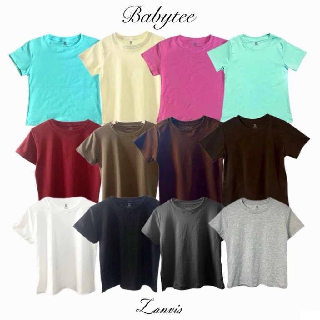 (Zanvistee)เสื้อครอปสีพื้น ผ้ายูนิโคล่ 7 ไซต์ ( Baby tee เสื้อครอป Y2K )