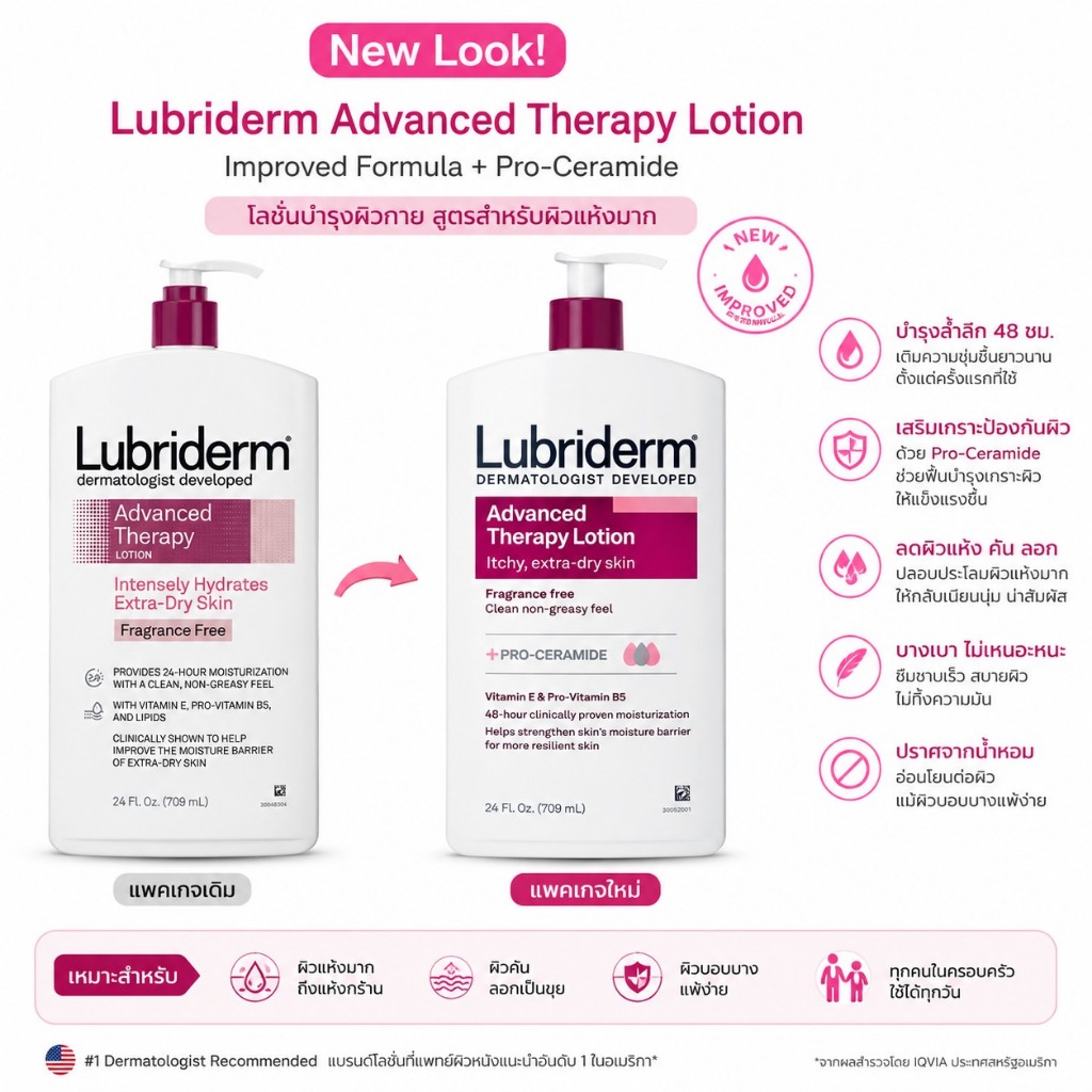 ถูกที่สุด Lubriderm Advanced Therapy Lotion For Extra-Dry Skin โลชั่นช่วยบำรุงผิวที่แห้งมาก
