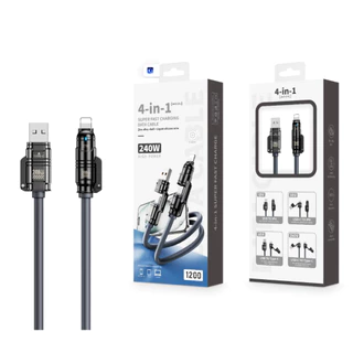 จัดส่งจากไทย KINKONG ชุดหัวชาร์จเร็ว PD 45W สายชาร์จ 240W 4-in-1 หลายหัวต่อ รองรับ Micro USB Type-C ชาร์จเร็ว พกพาสะดวก