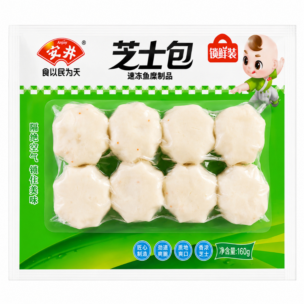 Anjoy 芝士包 ชีสบอลไส้ชีส Cheese Ball 160g ลูกชิ้นชีส ลูกชิ้นปลาไส้ชีส แช่แข็ง สำหรับชาบู หม้อไฟ โอเด้ง