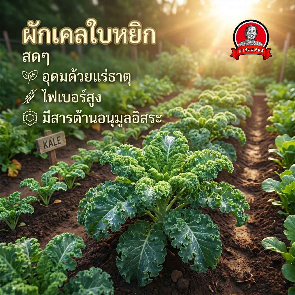 ผักเคลใบหยิกสดๆ 1 กิโลกรัม KALE ออร์แกนิค ปลูกดินธรรมชาติ ปลอดสาร ไม่มีสารเร่งสี