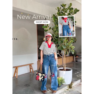 กางเกงยีนส์ขายาว ทรงบอลลูนงานปักน้องหมาสุดคิ้วท์ Collection แบรนด์แท้ร้านสมัยใหม่