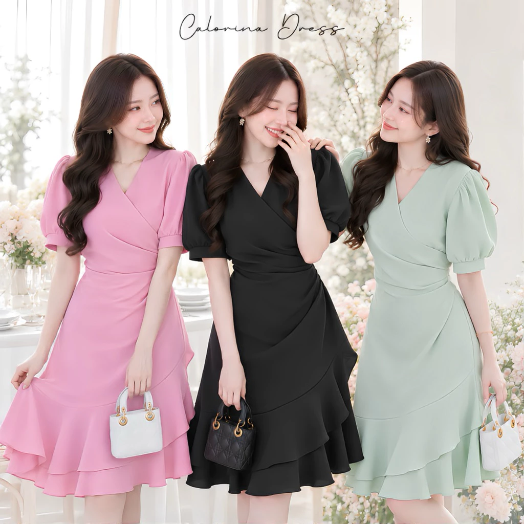 Modish | Calorina Dress | เดรสออกงาน แต่งชายระบายหวานๆ