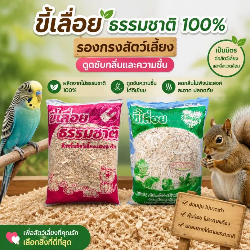 ขี้เลื่อยรองกรงสัตว์เลี้ยง ดูดซับกลิ่นได้ดี และดูดซับความชื้นได้ดี วัสดุธรรมชาติ 100% (ถุง 300G)