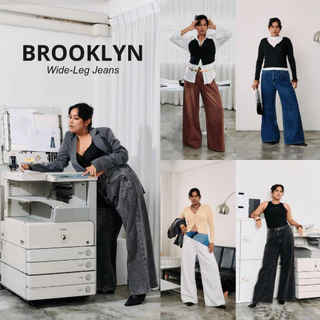 NIPPERISDABEST กางเกงยีนส์รุ่น Brooklyn Wide-leg Denim เอวสูง ทรงกระบอกกว้าง #NPJ700