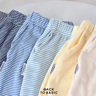 รีสต๊อก เติมสี [BackToBasic] กางเกงขาสั้นผู้หญิงใส่อยู่บ้าน ลายริ้ว ใส่นอน มีกระเป๋า ผ้าหนานุ่ม ใส่สบายมากๆ