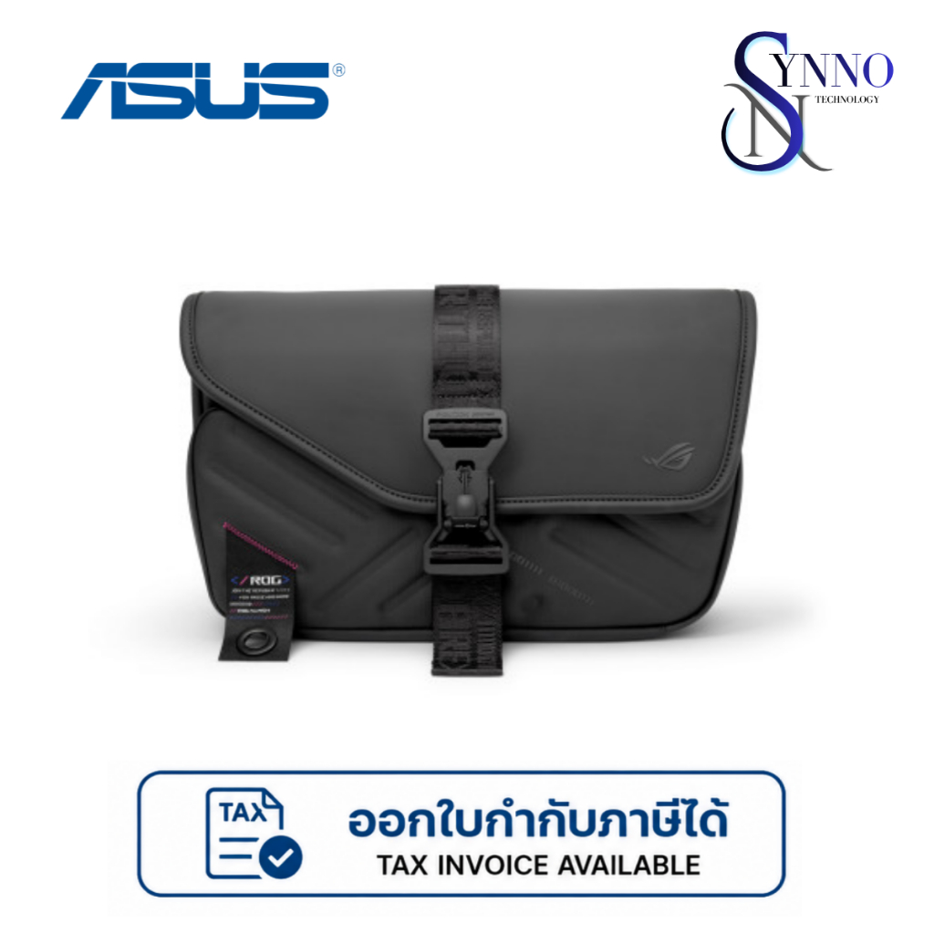 กระเป๋าสะพายข้าง ASUS ROG Slash Sling Bag 4.0 สีดำ ขนาดกะทัดรัด พร้อมสายสะพายและหัวเข็มขัด