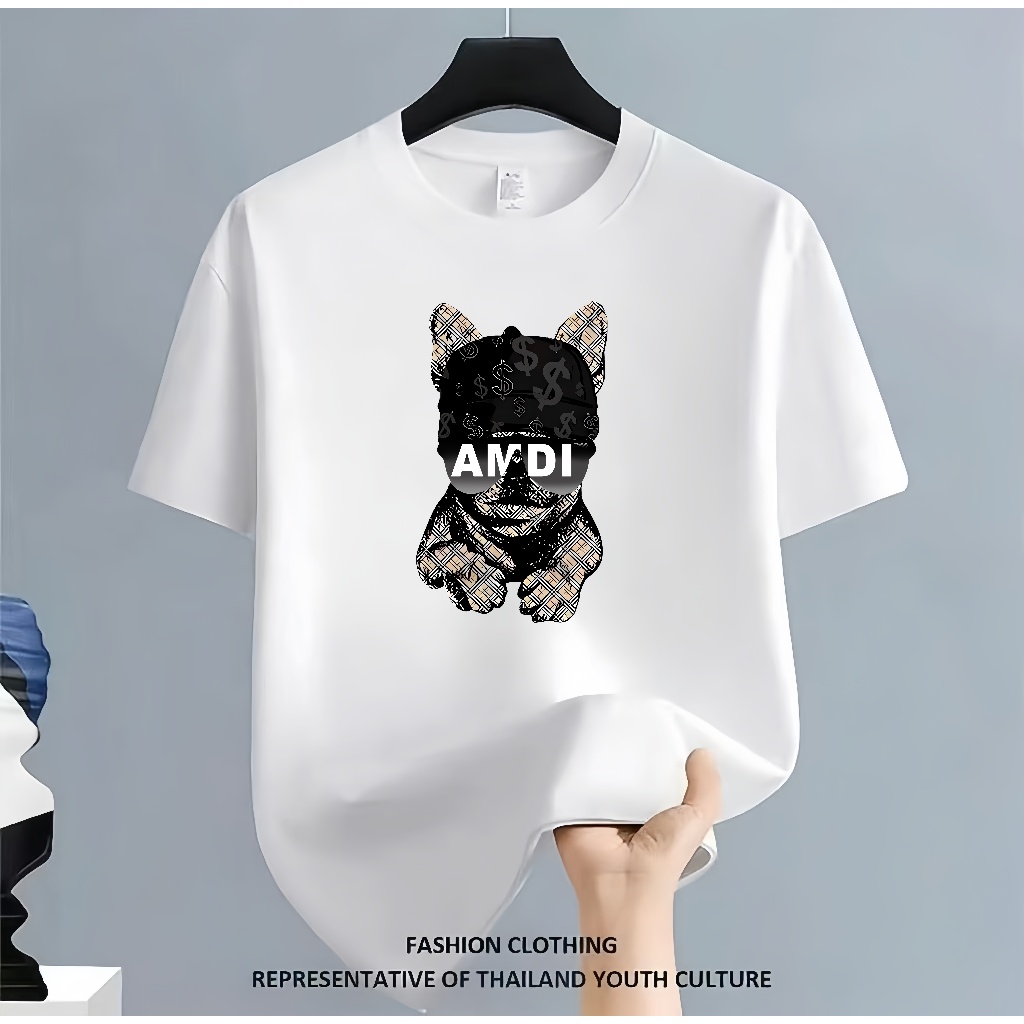 เสื้อยืดโอเวอร์ไซส์ผู้หญิง คอกลม เสื้อยืดผู้หญิงไซส์ใหญ่ สไตล์เกาหลี แขนสั้น เสื้อยืดผ้าฝ้ายแท้