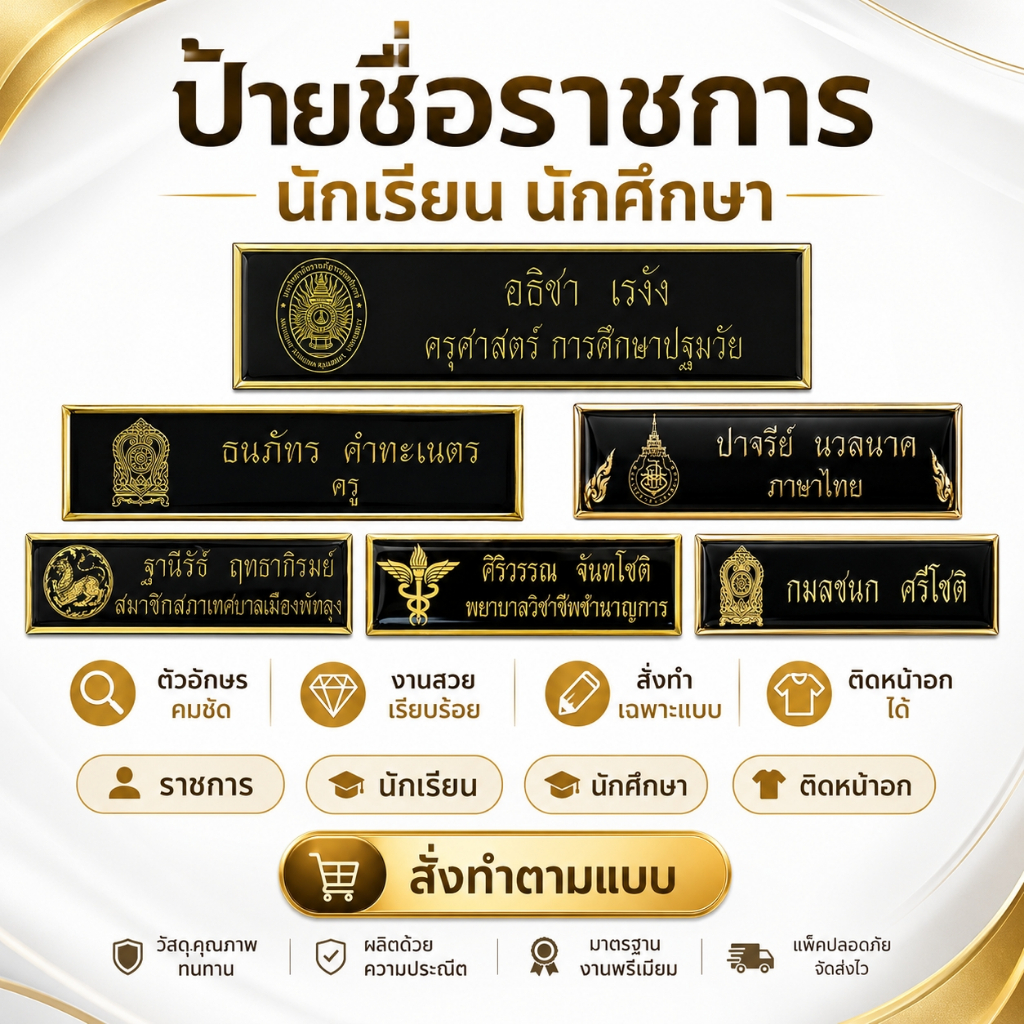 ป้ายชื่อครูและบุคลากรทางการศึกษา สั่งทำพร้อมตราโรงเรียน