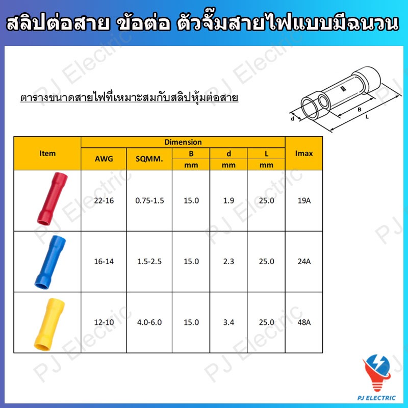 10 หรือ 25 ชิ้น สลิปหุ้มต่อสาย เทอร์มินอล ข้อต่อ รูปที่ 2