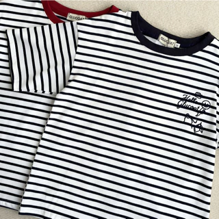 Glucoat | [A835/A836] เสื้อยืดแขนสั้นลายทางสีกรม/สีแดง ปัก glucoat