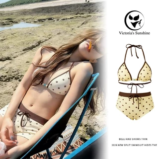 ชุดว่ายน้ำบิกินี่ ทูพีช bikini swimming suit for women ลายดาว รุ่นใหม่ มีฟองน้ำ#1220