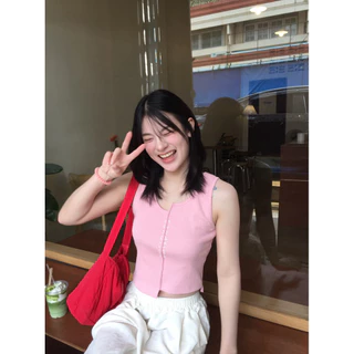 SANDTIME •Hizumi tank top เสื้อกล้ามผ้าร่องดีไซน์เท่ ซิกแซก มินิมอล พิมพ์ลาย sandtime