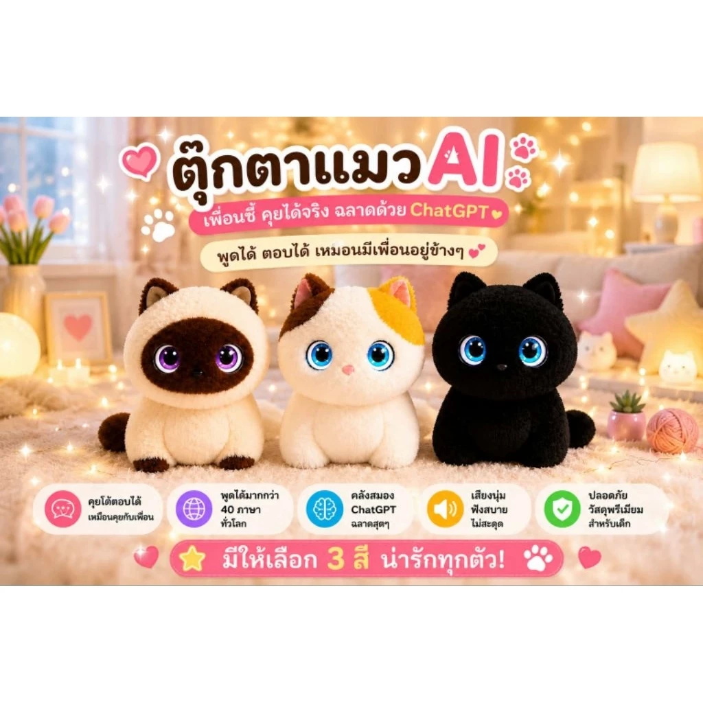 [พร้อมส่งในไืทย]​ตุ๊กตาAiสุดอัจฉริยะตอบโต้GPTได้ 45 ภาษา