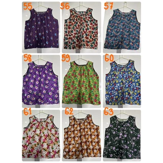 เสื้อคอกระเช้าผ้าสปันลายดอกไม้ อกได้ถึง 48-50 นิ้ว #เสื้อคอกระเช้า#ของขวัญวันแม่#เสื้อผู้ใหญ่