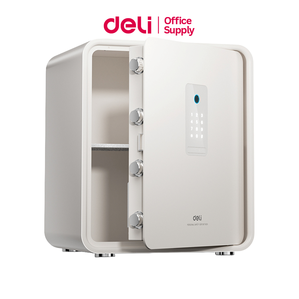 Deli ตู้เซฟสแกนนิ้ว ล็อก 4 ระบบ แผงรหัสดิจิทัล ประตูอัตโนมัติ มีสัญญาณเตือน ตู้เซฟ Safe Box