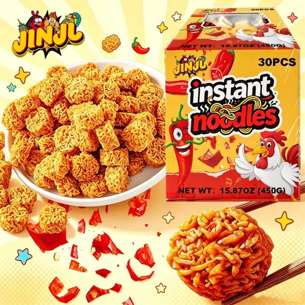 มาม่าก้อนรสไก่เผ็ด ขนมทานเล่น บรรจุ 30ชิ้น พร้อมส่ง