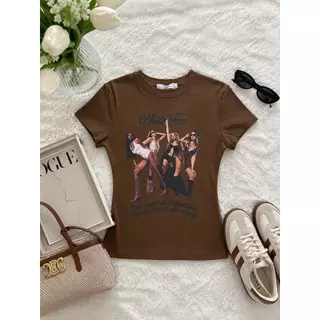 231-232 -233 รุ่นKaia (ไคอา) เสื้อยืดBaby Tee ทรงเข้ารูป ผ้าSlipCot (สลิปคอต) คอกลมแขนสั้น ลายกราฟิกสไตล์วินเทจ
