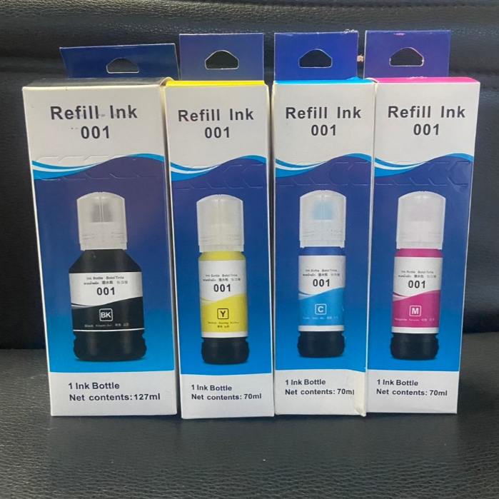 Epson 001 หมึกเติม พรีเมี่ยม เทียบเท่า Bk C M Y Nobox