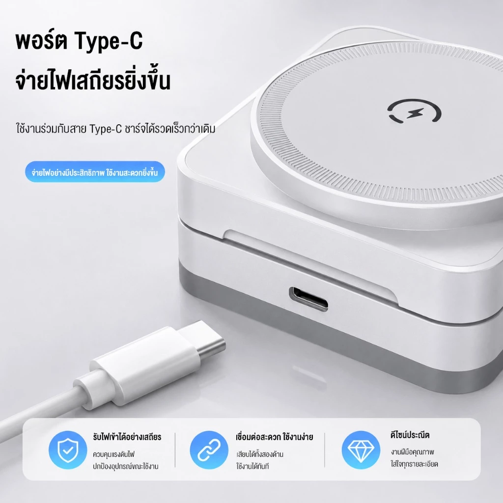 NEODIGI G12 แท่นชาร์จไร้สายแม่เหล็กแบบพับได้ 3-in-1 15W สำหรับ สมาร์ทโฟน หูฟังไร้สาย รองรับ iOS แท่นชาร์จหูฟัง thumbnail 8