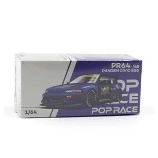PR640365 - POPRACE 1/64 PANDEM CIVIC EG6 BLUE BLACK DIECAST SCALE MODEL CAR