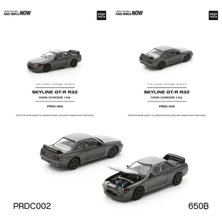 PRDC002 - POPRACE 1/64 R32 GT-R DARK CHROME DIECAST SCALE MODEL CAR