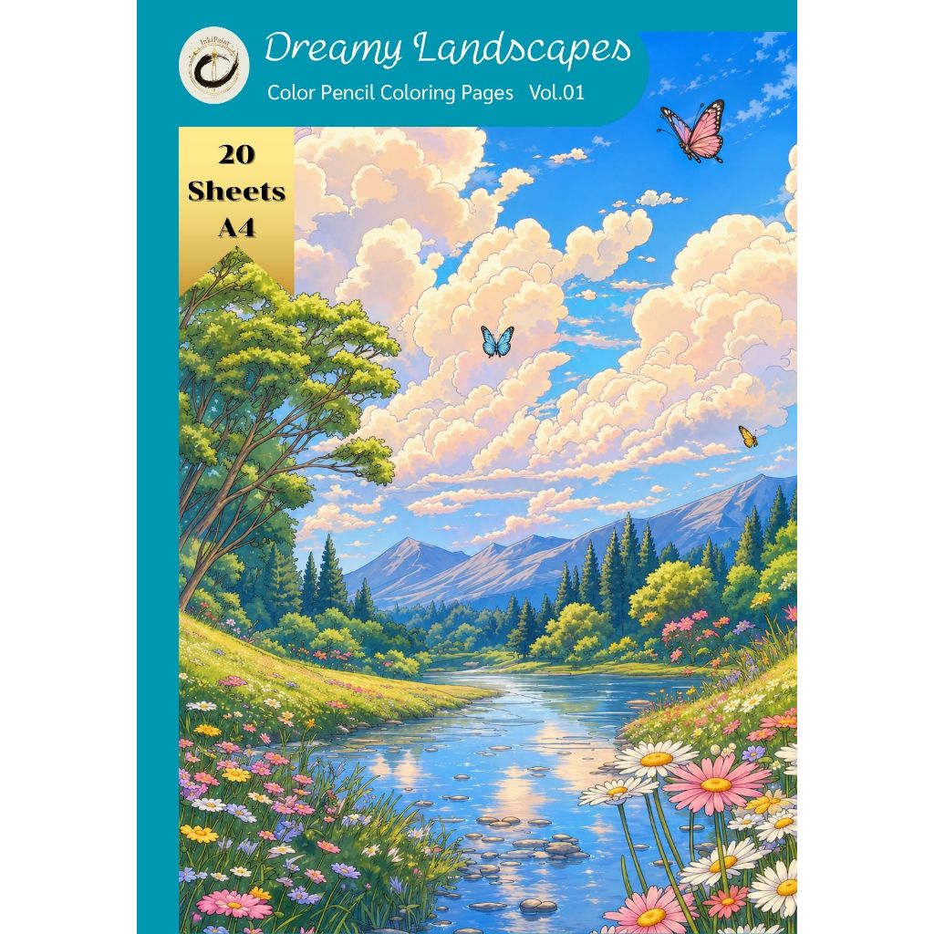 ภาพระบายสี เลือกขนาดได้ A6 / A5 / A4 วิวทิวทัศน์ Dreamy Landscapes Vol.01