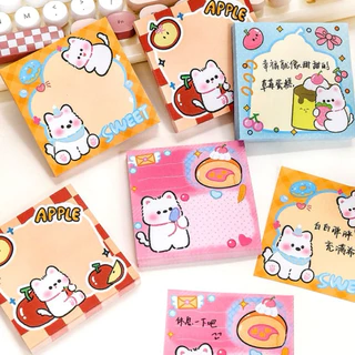 <พร้อมส่ง> โน๊ตกาว กระดาษ มีกาว ลายการ์ตูน 👧🏼🐰🐱 50-80 แผ่น Cartoon Note Pad เล็ก/ใหญ่ กระดาษจด เมมโม โน๊ต