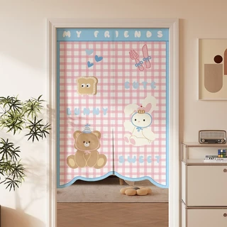 BHQ ม่านประตูครึ่งบาน 80x120cm ลายการ์ตูนน่ารัก ติดตั้งง่าย ผ้าทนสกปรกใช้เป็นฉากกั้นห้องนอนห้องครัว