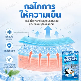 COD AXISMAX แผ่นเจลลดความร้อน Cooling Patch เย็นทันที ติดผิวได้นานถึง 8 ชั่วโมง สำหรับหน้าผาก คอ แขน และฝ่าเท้า
