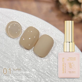 Nawoelite เจลสีทึบ สีเจลทาเล็บ เจลสีทึบ สีทาเล็บเจล มิลค์ คอฟฟี่ 12 สี 15ml สีสุภาพ อบLED/UV ไม่ต้องเจียร สีเรียบเนียน