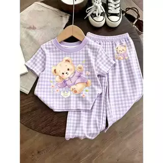 พร้อมส่ง bb55-bb62 9598 ชุดเด็กตารางหมี