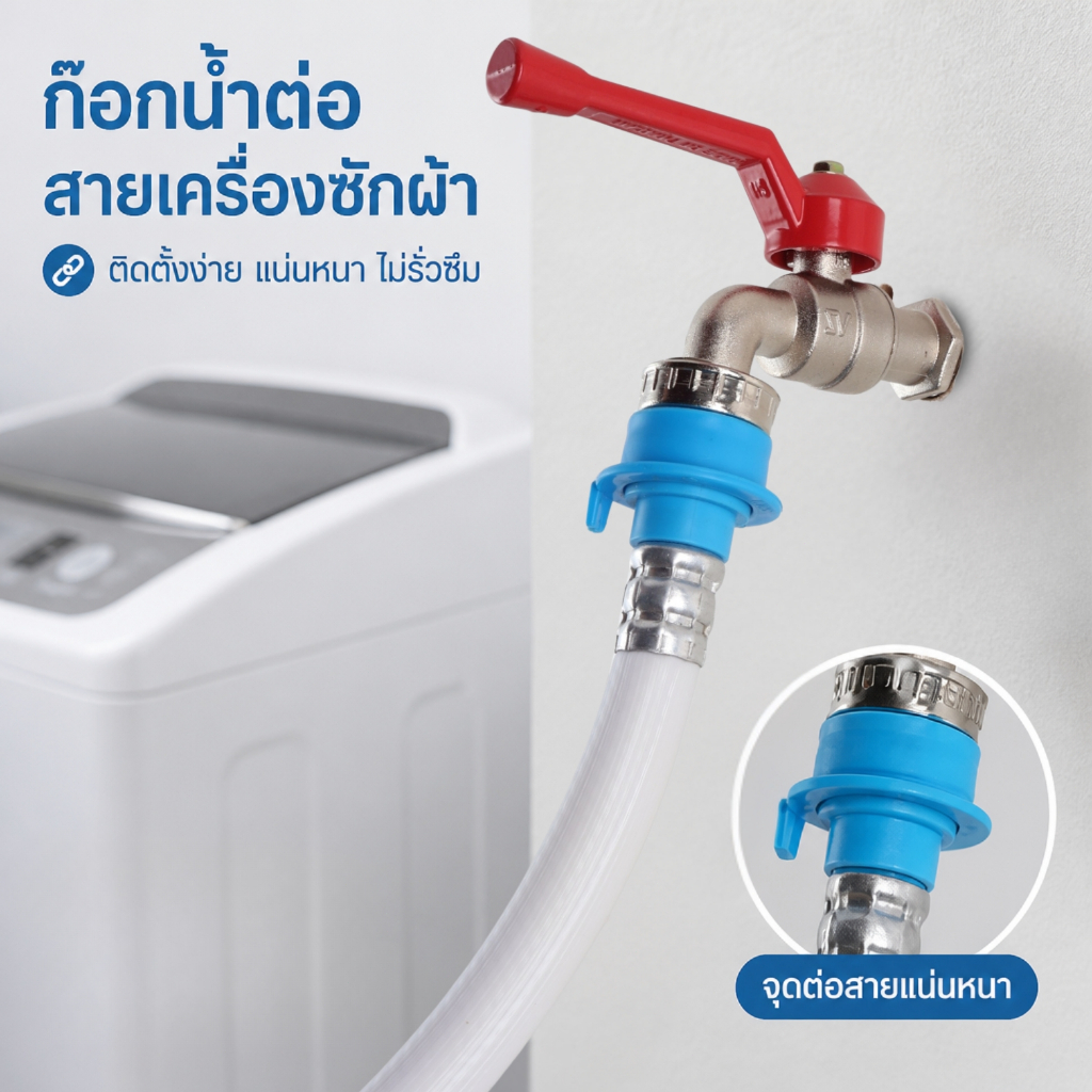 ก๊อกสนาม ก๊อกบอลสนามด้ามแดง 1/2" 4หุน (ปากสนาม) รูปที่ 3