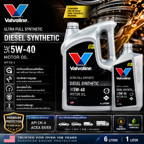 VALVOLINE น้ำมันเครื่อง DIESEL SYN สังคราะห์แท้ 5W-40 CK-4 6+1 ลิตร [55502078]