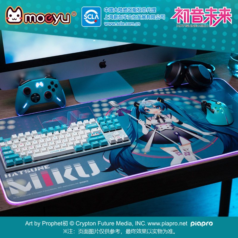 🎤✨ แผ่นรองเมาส์ Hatsune Miku / MIKU 💙 Cyber Melody Series RGB Mouse Pad ขนาดใหญ่ ไฟ LED ของสะสมเกมเม