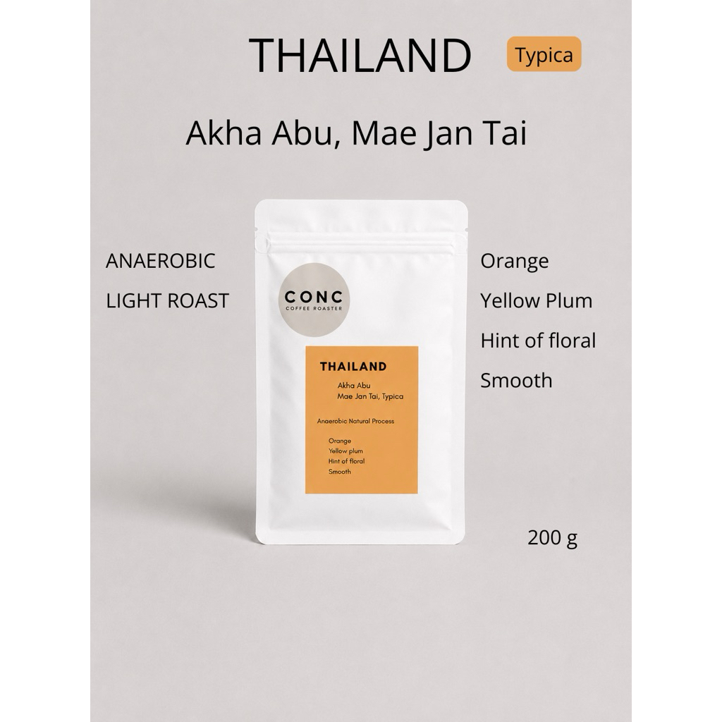 เมล็ดกาแฟคั่วอ่อน Thailand Akha Abu Farm Typica 200g | Specialty Coffee | CONC Coffee Roaster