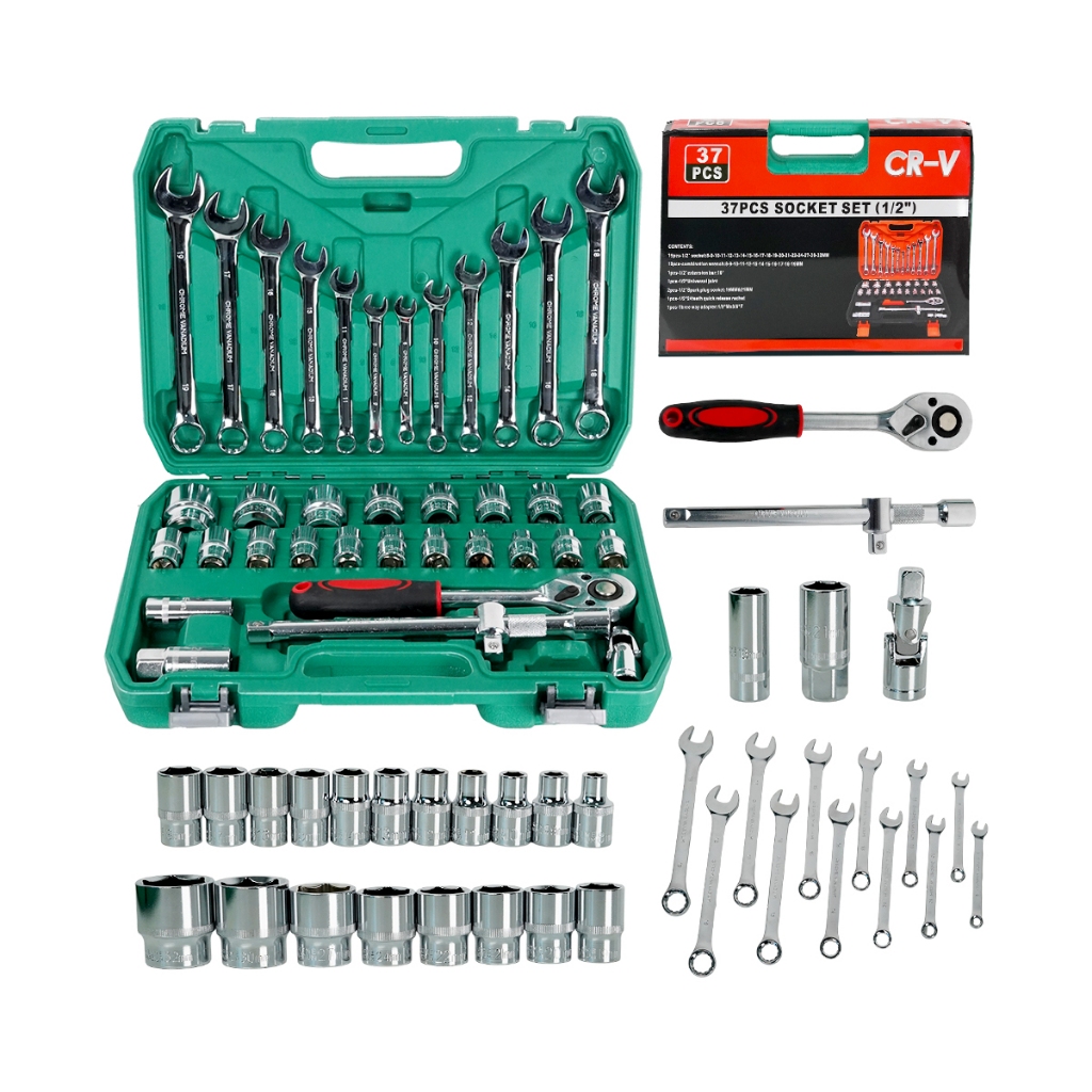 (Toolsdee ถูกสุด) MOLITA ชุดเครื่องมือซ่อมรถยนต์ 37 ชิ้น พร้อมประแจปอนด์และด้ามฟรี