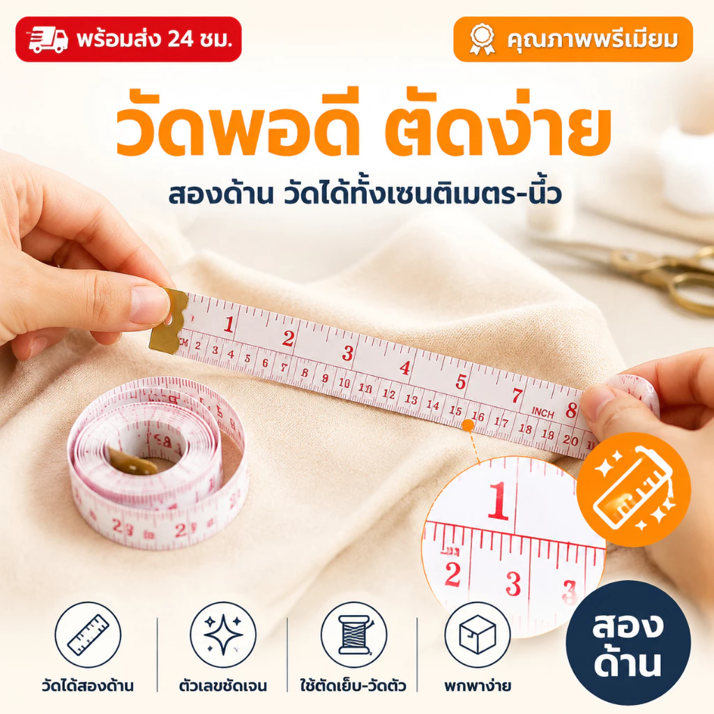 🔥[ลดพิเศษ]🔥E3 สายวัดรอบเอว ตัวเลขใหญ่ชัดเจน ความยาว 60นิ้ว หรือ 150CM สินค้าขายดี สายวัด